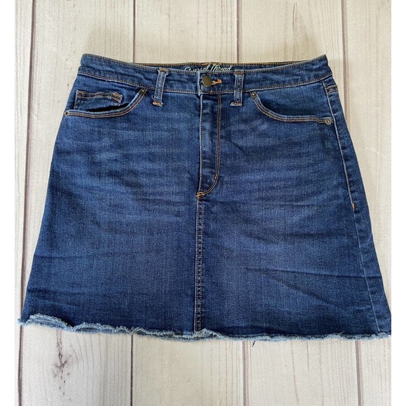 Universal Thread Dresses & Skirts - Universal Thread Jean Skirt Women's Size 8 Stretch Raw Hem Mini Skirt Blue Denim